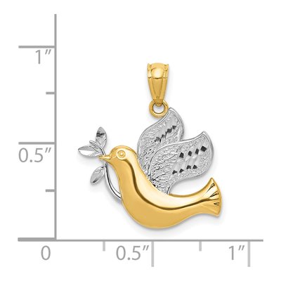 14K Yellow Gold Dove Olive Branch Pendant – view 5
