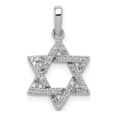 14K White Gold 1/8 ct tw Diamond Star of David Pendant