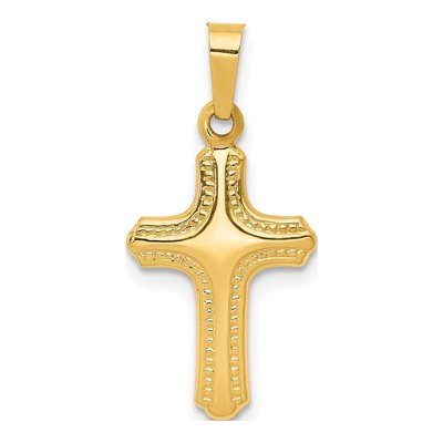 14K Yellow Gold Textured Cross Pendant