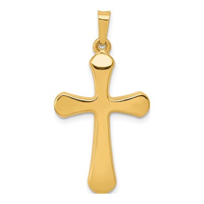 14K Yellow Gold Rounded Cross Pendant