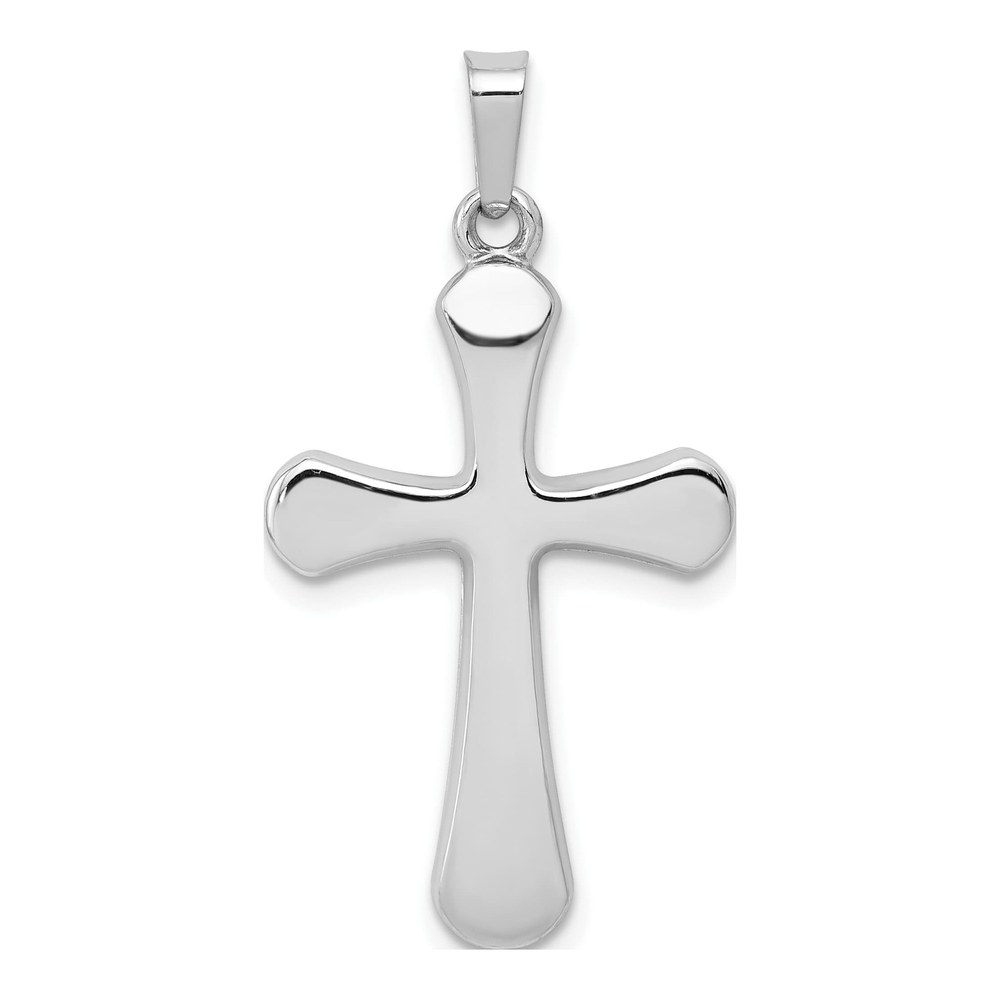 14K White Gold Rounded Cross Pendant