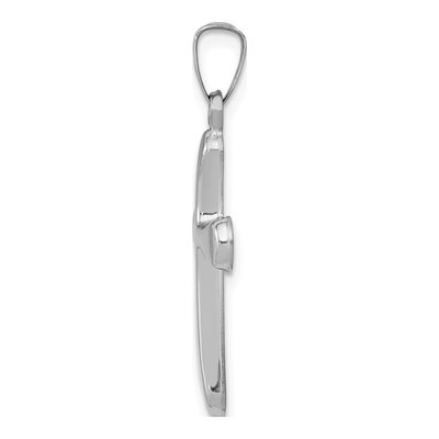 14K White Gold Rounded Cross Pendant – view 3