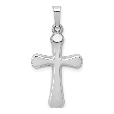 14K White Gold Rounded Cross Pendant