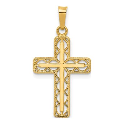 14K Yellow Gold Filigree Cross Pendant