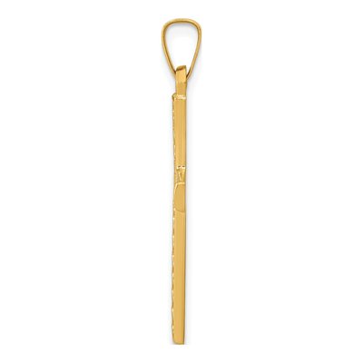 14K Yellow Gold Textured Lattice Cross Pendant – view 3