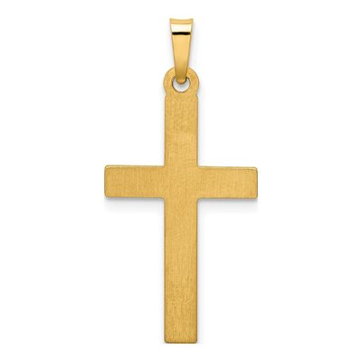 14K Yellow Gold Textured Lattice Cross Pendant – view 4