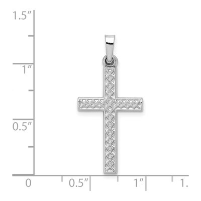 14K White Gold Lattice Cross Pendant – view 5