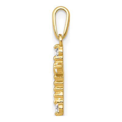 14K Yellow Gold CZ Beaded Cross Pendant – view 3
