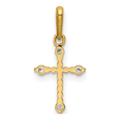 14K Yellow Gold CZ Beaded Cross Pendant – view 4