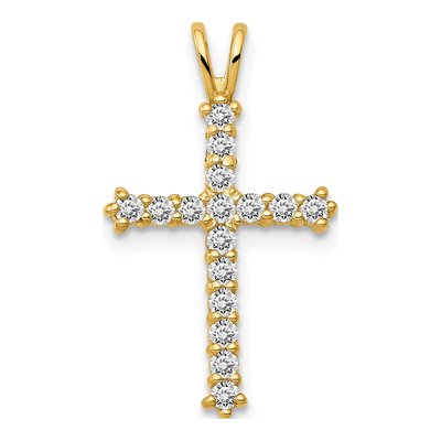 14K Yellow Gold CZ Cross Slide Pendant