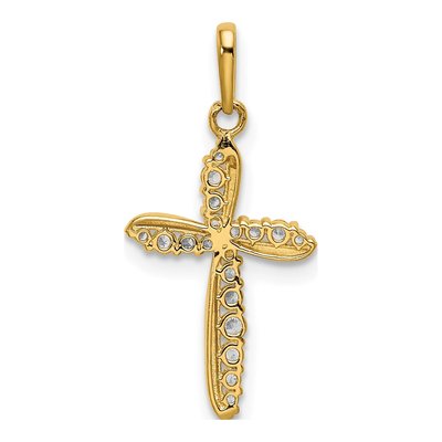 14K Yellow Gold CZ Cross Pendant – view 4