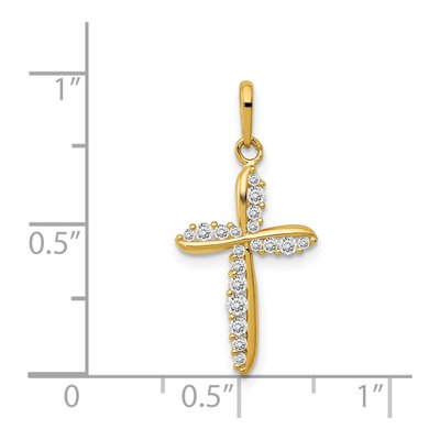 14K Yellow Gold CZ Cross Pendant – view 5