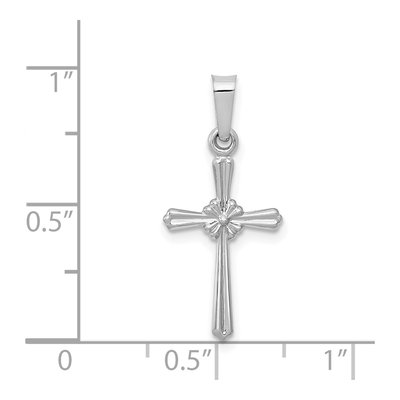 14K White Gold Flower Cross Pendant – view 5
