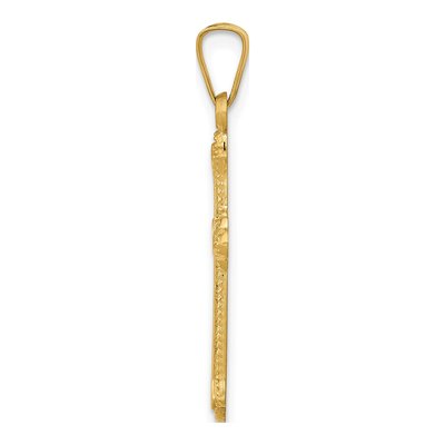 14K Yellow Gold Fleur de Lis Cross Pendant – view 3