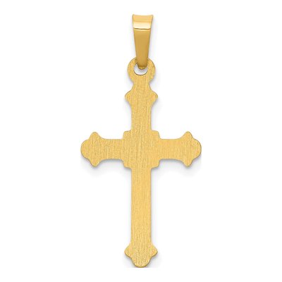 14K Yellow Gold Fleur de Lis Cross Pendant – view 4