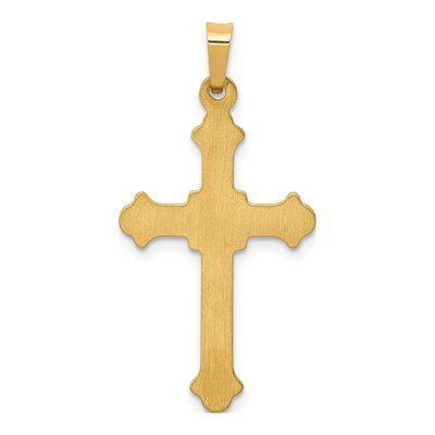 14K Yellow Gold Fleur de Lis Cross Pendant – view 4