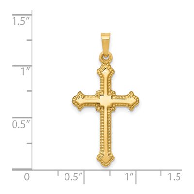 14K Yellow Gold Fleur de Lis Cross Pendant – view 5