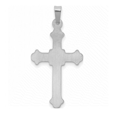 14K White Gold Fleur de Lis Cross Pendant – view 4