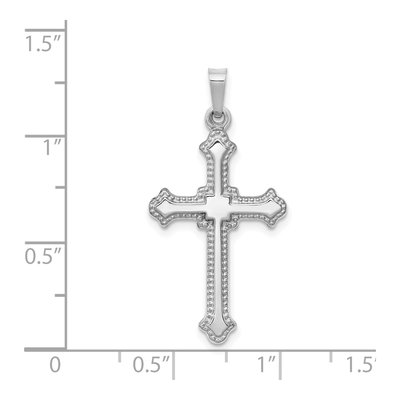 14K White Gold Fleur de Lis Cross Pendant – view 5