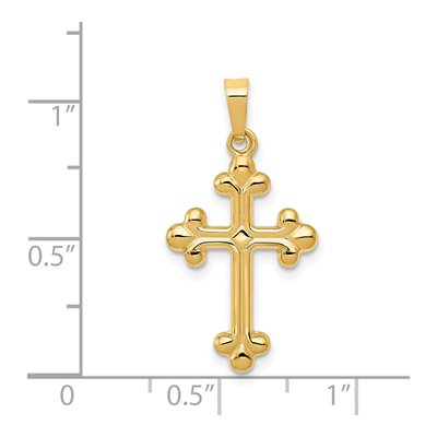 14K Yellow Gold Budded Cross Pendant – view 5