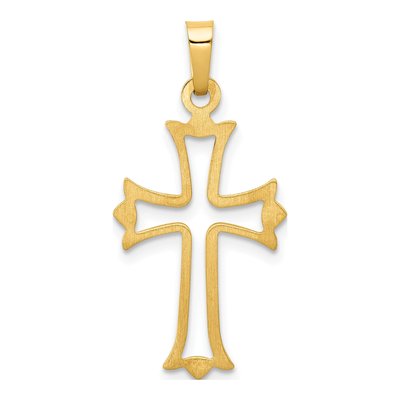14K Yellow Gold Fleur de Lis Cross Pendant – view 4
