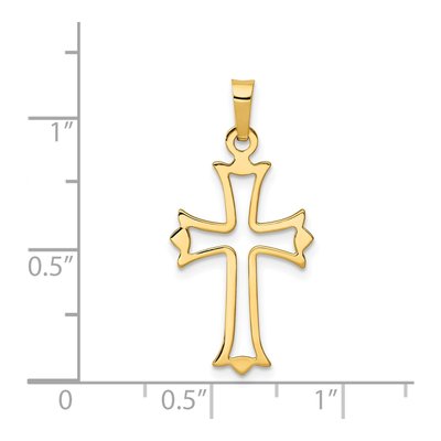 14K Yellow Gold Fleur de Lis Cross Pendant – view 5