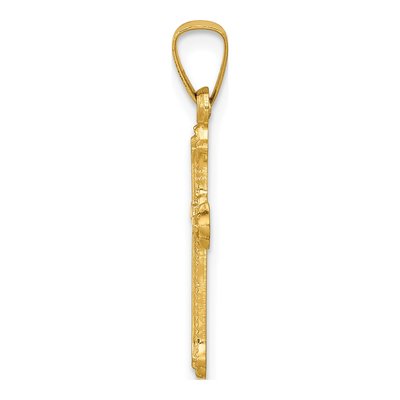 14K Yellow Gold Small Fleur de Lis Cross Pendant – view 3