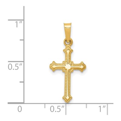 14K Yellow Gold Small Fleur de Lis Cross Pendant – view 5