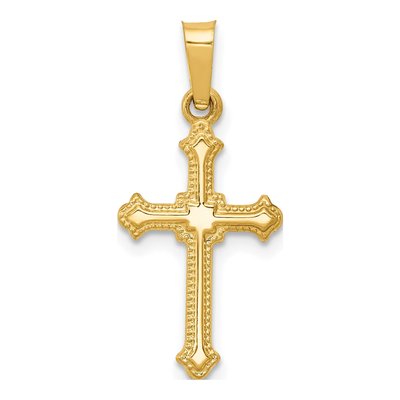 14K Yellow Gold Small Fleur de Lis Cross Pendant