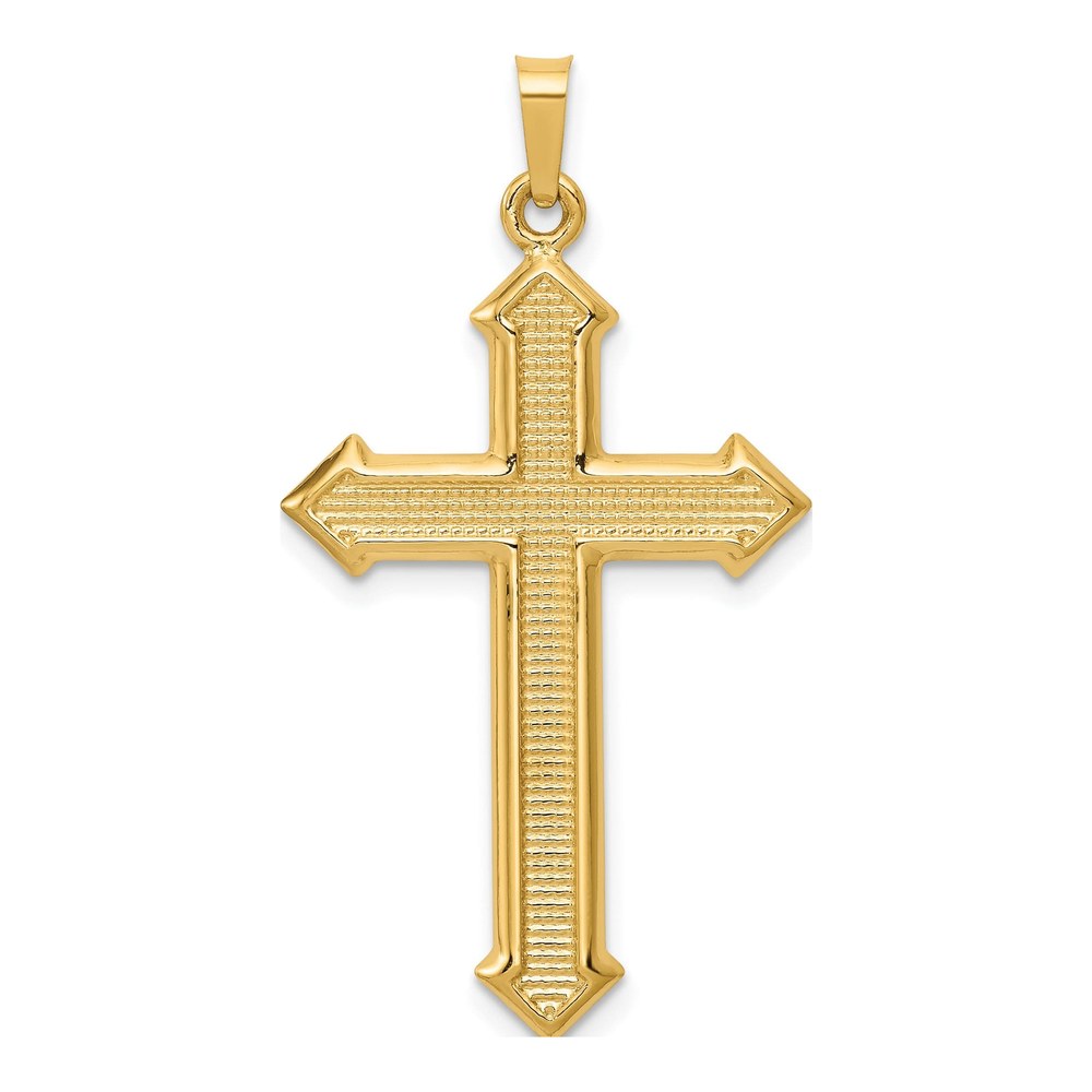 14K Yellow Gold Textured Passion Cross Pendant