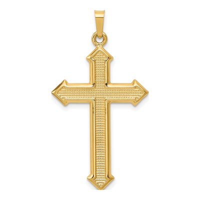 14K Yellow Gold Textured Passion Cross Pendant