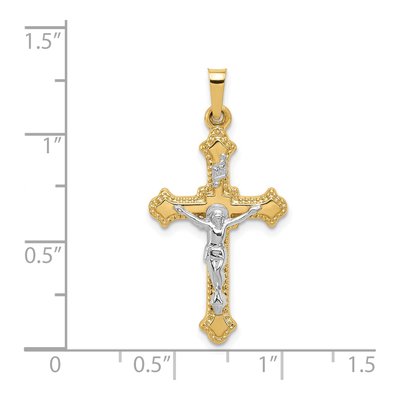 14K Two-Tone Gold INRI Crucifix Pendant – view 5