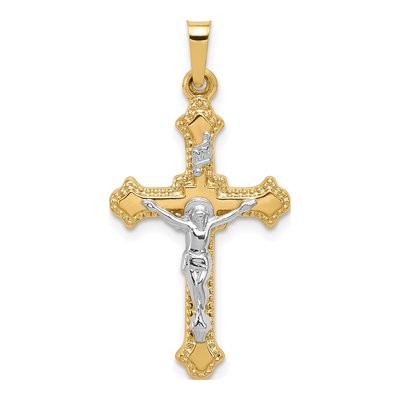 14K Two-Tone Gold INRI Crucifix Pendant