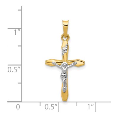 14K Two-Tone Gold INRI Crucifix Pendant – view 5
