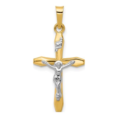 14K Two-Tone Gold INRI Crucifix Pendant