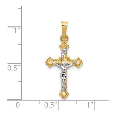 14K Two-Tone Gold INRI Crucifix Pendant – view 5