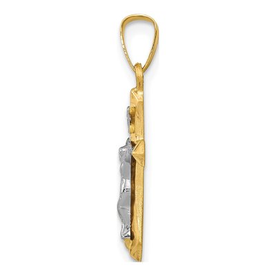 14K Two-Tone Gold INRI Crucifix Pendant – view 3