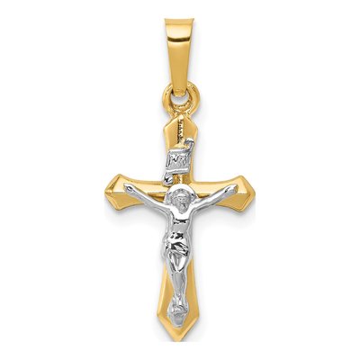 14K Two-Tone Gold INRI Crucifix Pendant