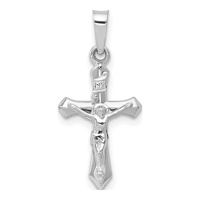 14K White Gold INRI Crucifix Pendant