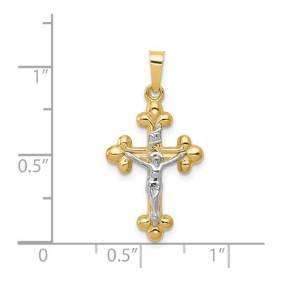 14K Two-Tone Gold INRI Crucifix Pendant – view 5
