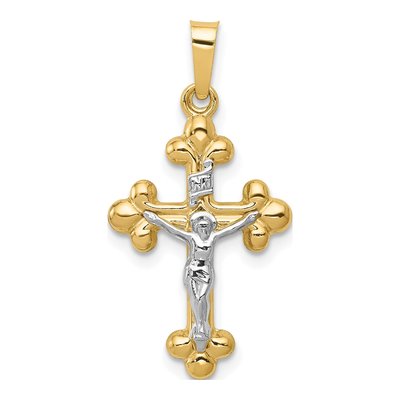 14K Two-Tone Gold INRI Crucifix Pendant