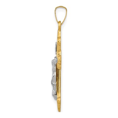 14K Two-Tone Gold Fleur de Lis INRI Crucifix Pendant – view 3