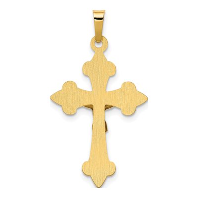 14K Two-Tone Gold Fleur de Lis INRI Crucifix Pendant – view 4