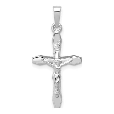 14K White Gold INRI Crucifix Pendant