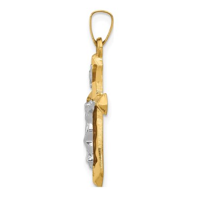 14K Two-Tone Gold INRI Crucifix Pendant – view 3