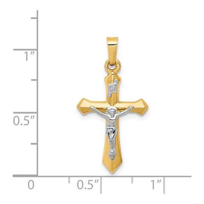 14K Two-Tone Gold INRI Crucifix Pendant – view 5
