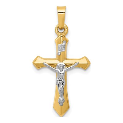 14K Two-Tone Gold INRI Crucifix Pendant