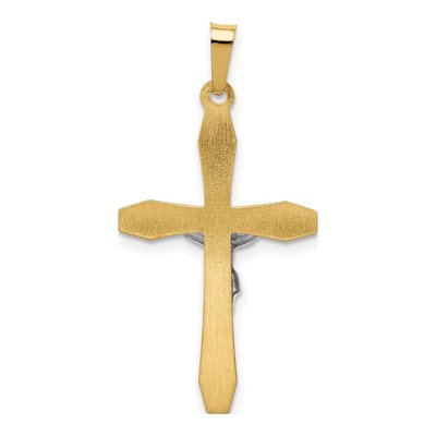 14K Two-Tone Gold INRI Crucifix Pendant – view 4