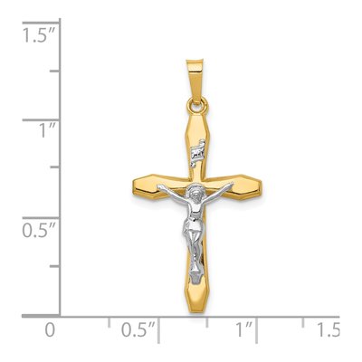14K Two-Tone Gold INRI Crucifix Pendant – view 5