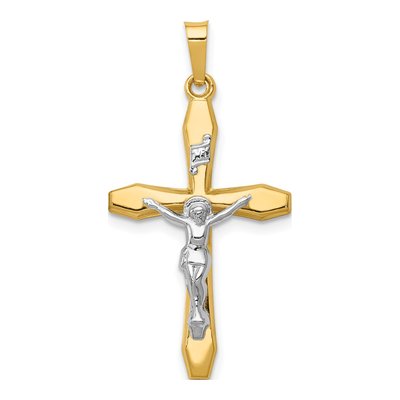 14K Two-Tone Gold INRI Crucifix Pendant